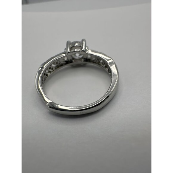 Cubic Zirconia & Moissanite Silver Tone Adjustable Ring - Picture 8 of 8
